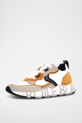 Baskets en cuir - Blanc et orange