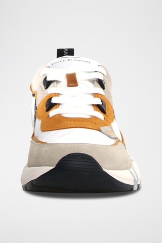 Baskets en cuir - Blanc et orange