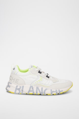 Baskets en cuir - Blanc et jaune fluo