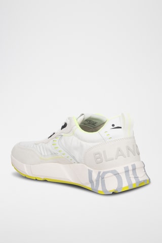 Baskets en cuir - Blanc et jaune fluo