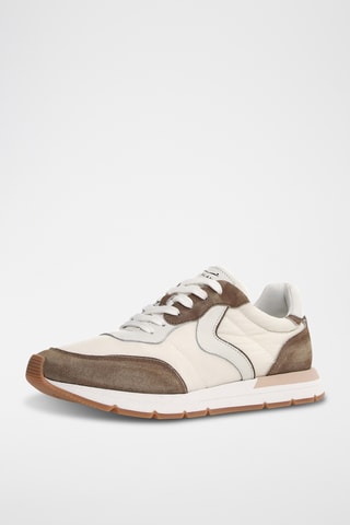 Baskets en cuir - Taupe et blanc