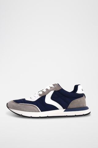 Baskets en cuir - Gris foncé et bleu marine