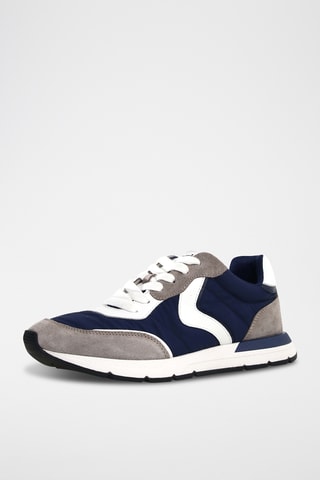 Baskets en cuir - Gris foncé et bleu marine