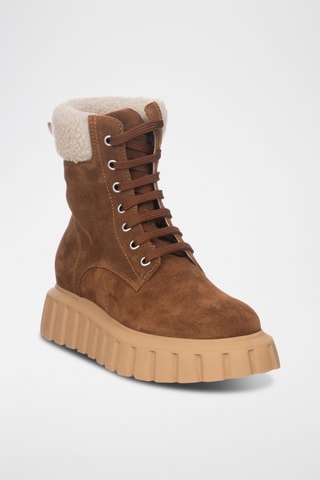 Bottines fourrées en nubuck - Marron