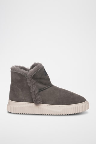 Bottines fourrées en nubuck - Gris foncé
