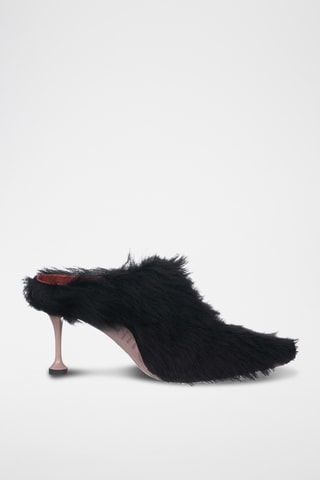 Mules à talons en cuir - Noir