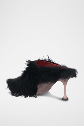 Mules à talons en cuir - Noir