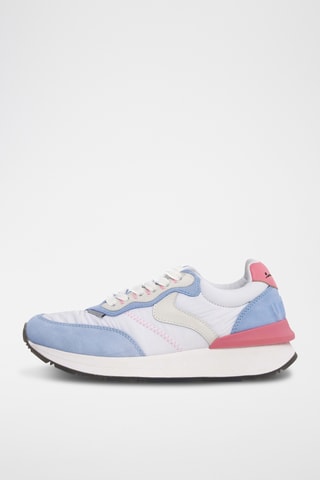 Baskets en cuir - Bleu clair et écru