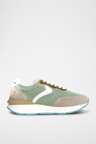 Baskets en cuir - Beige et vert