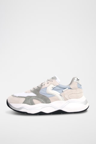 Baskets en cuir - Ciel et beige