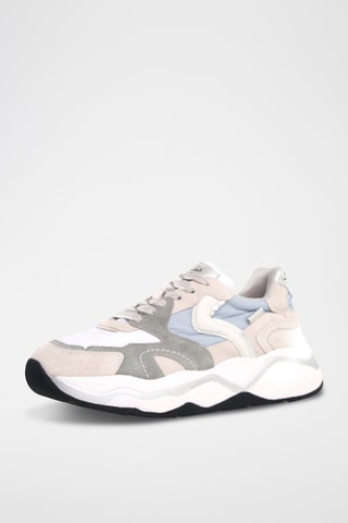 Baskets en cuir - Ciel et beige