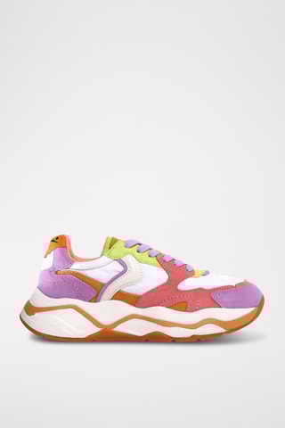 Baskets en cuir - Violet et orange