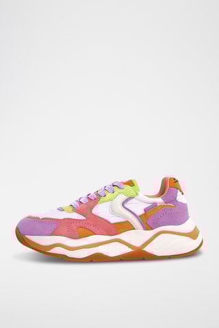 Baskets en cuir - Violet et orange