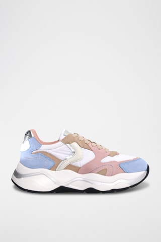 Baskets en cuir - Ciel et rose