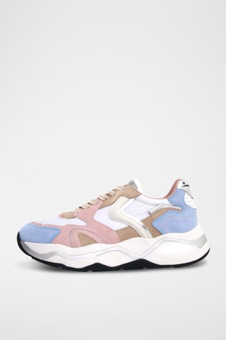 Baskets en cuir - Ciel et rose