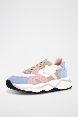 Baskets en cuir - Ciel et rose