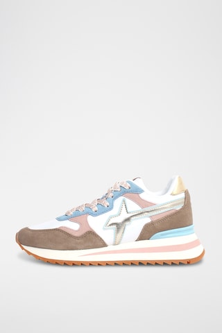 Baskets en nubuck - Taupe et blanc