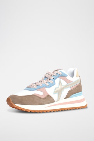 Baskets en nubuck - Taupe et blanc