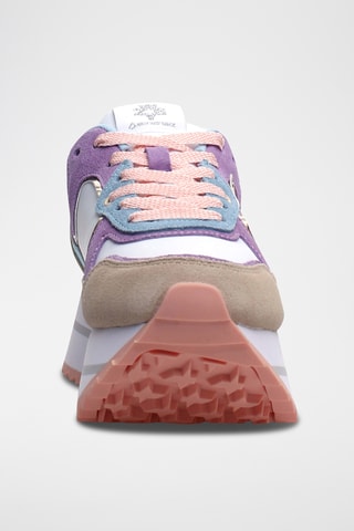 Baskets plateformes en nubuck - Beige et blanc