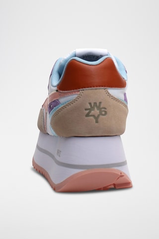 Baskets plateformes en nubuck - Beige et blanc