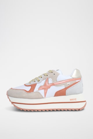 Baskets plateformes en nubuck - Beige et blanc