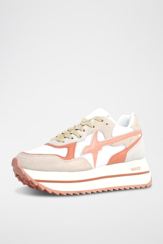 Baskets plateformes en nubuck - Beige et blanc