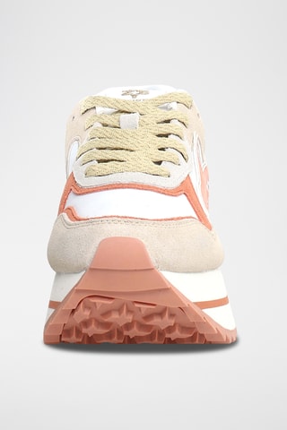 Baskets plateformes en nubuck - Beige et blanc