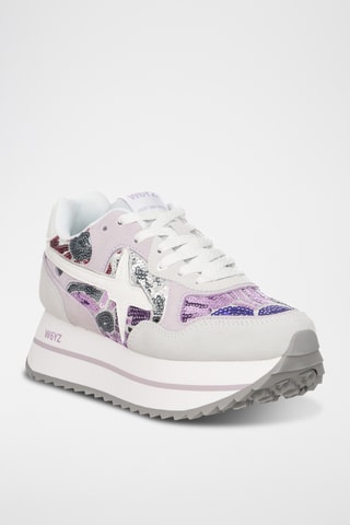 Baskets plateformes en nubuck - Blanc