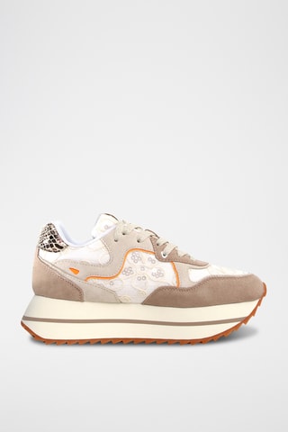 Baskets plateformes en nubuck - Beige