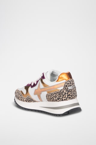 Baskets en nubuck - Beige et fuchsia