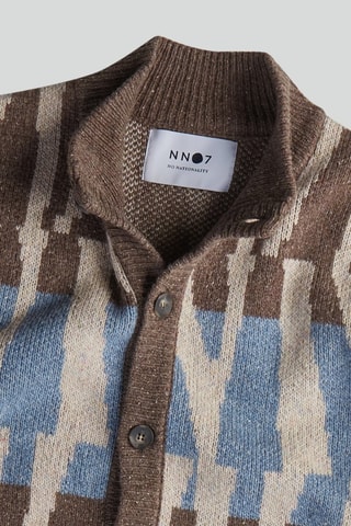 Cárdigan de lana y seda Frederick - Celeste y marrón