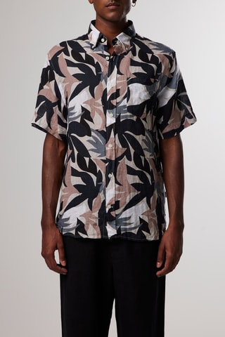 Camisa de lino Tyrion - Marrón y negro