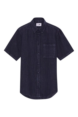 Camisa regular fit de lino Arne - Azul marino