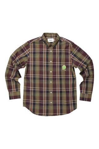 Camisa de algodón orgánico Cohen - Caqui y azul