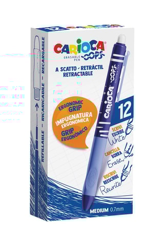 Boîte de 12 stylos-bille effaçables et rechargeables Oops - Bleu