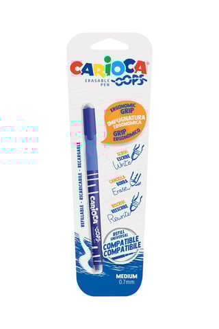 Stylo effaçable et rechargeable Oops - Bleu