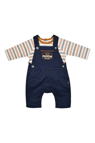 T-shirt et salopette Ibrahim - Beige et bleu