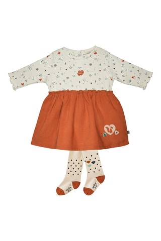 Robe et collant Isadora Caramel et blanc - Blanc et marron