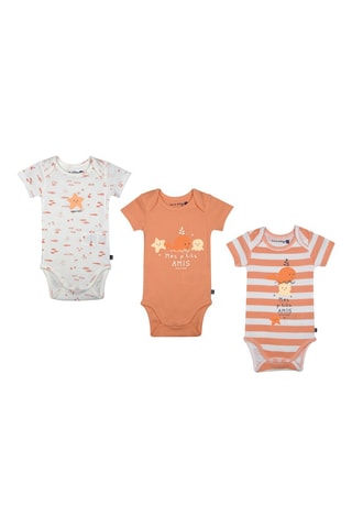 3 bodys Laelie - Jaune et rose