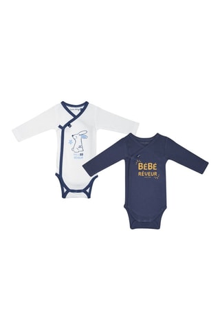 2 bodys Massimo - Blanc et bleu marine - Blanc et bleu
