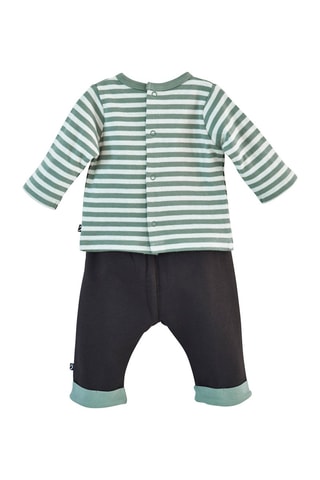 T-shirt rayé et pantalon David - Noir et vert