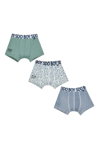 3 boxers - Kaki et blanc - Blanc et vert