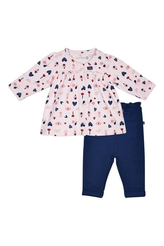 T-shirt et jegging Julienne Bleu foncé et rose clair - Bleu et rose