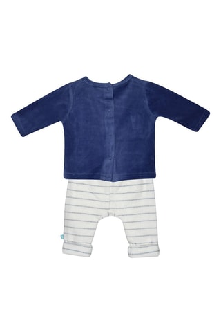 Sweat et pantalon en coton biologique - Blanc et bleu