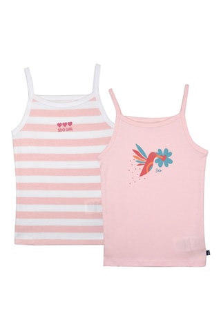 2 débardeurs de pyjama Loïola - Rose - Blanc et rose