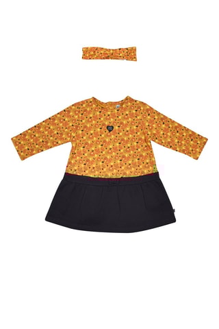 Robe et bandeau Joelie Noir et moutarde - Noir et jaune