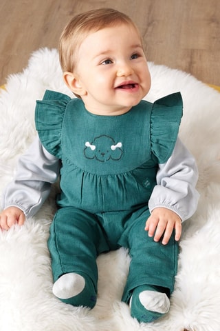 T-shirt et salopette - Blanc et vert - Blanc