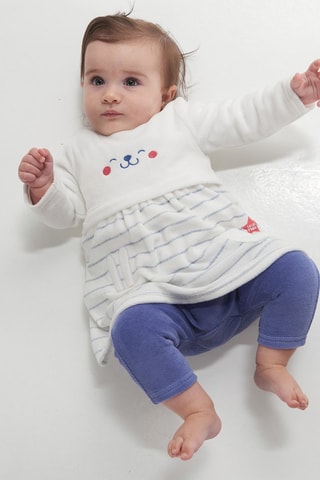 Combinaison trompe-l'œil en coton biologique - Bleu