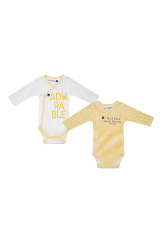 2 bodys Jasper - Jaune et blanc - Blanc et jaune