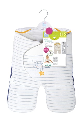 Nid d'ange en coton biologique Falko - Blanc et bleu